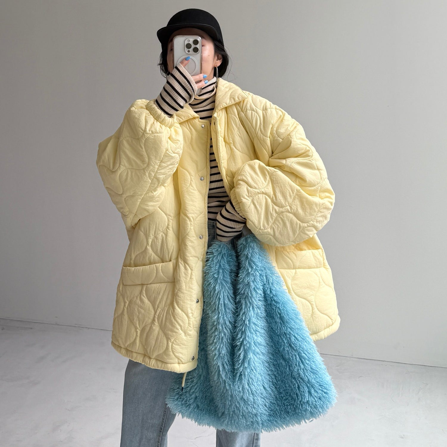 WATA AME quilting jacket / light yellow