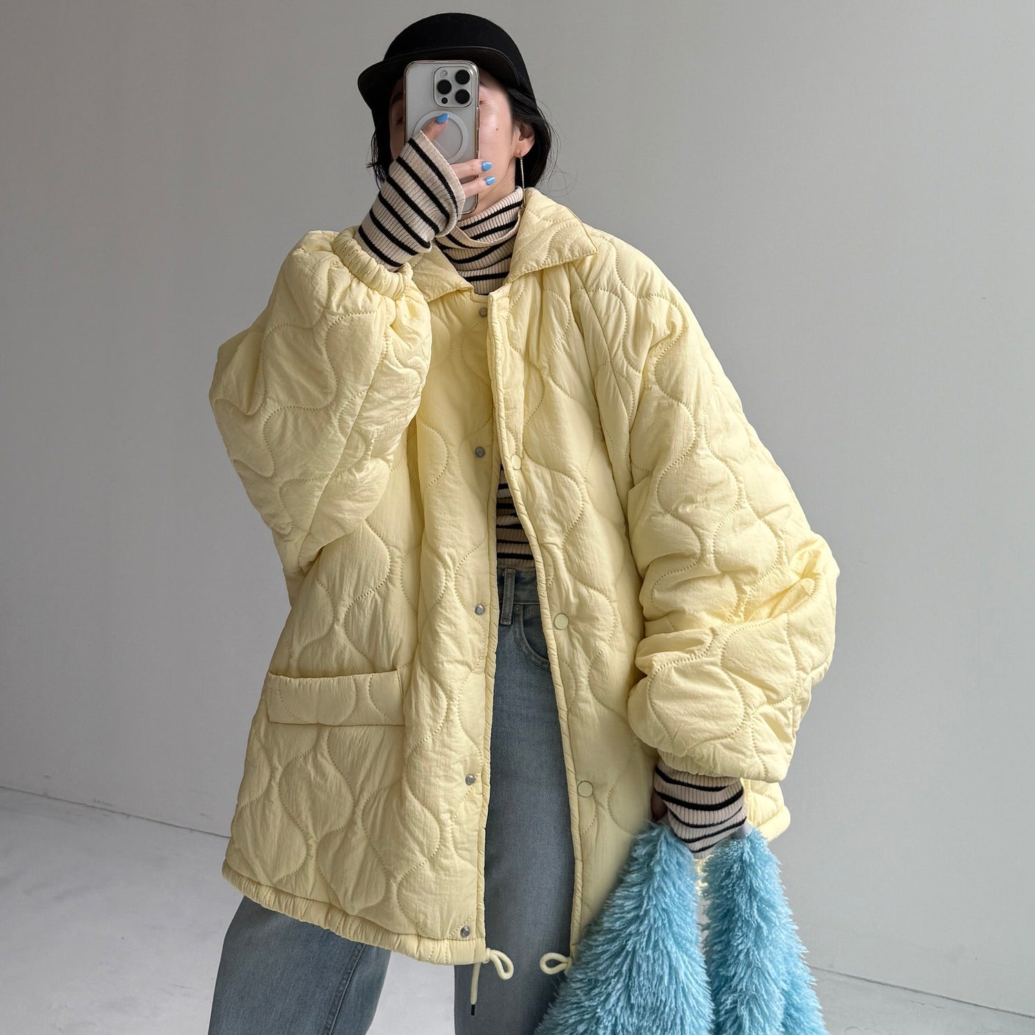 WATA AME quilting jacket / light yellow