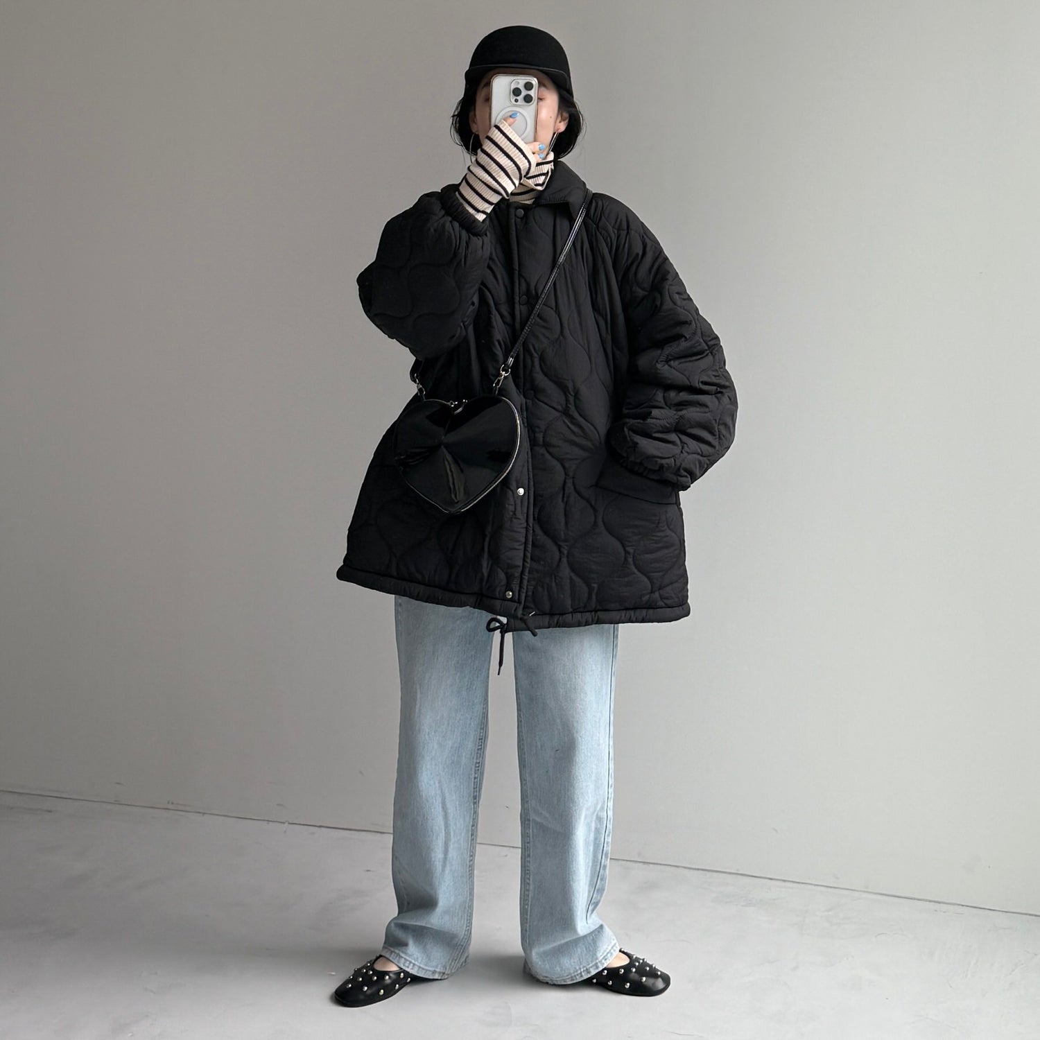 WATA AME quilting jacket / black
