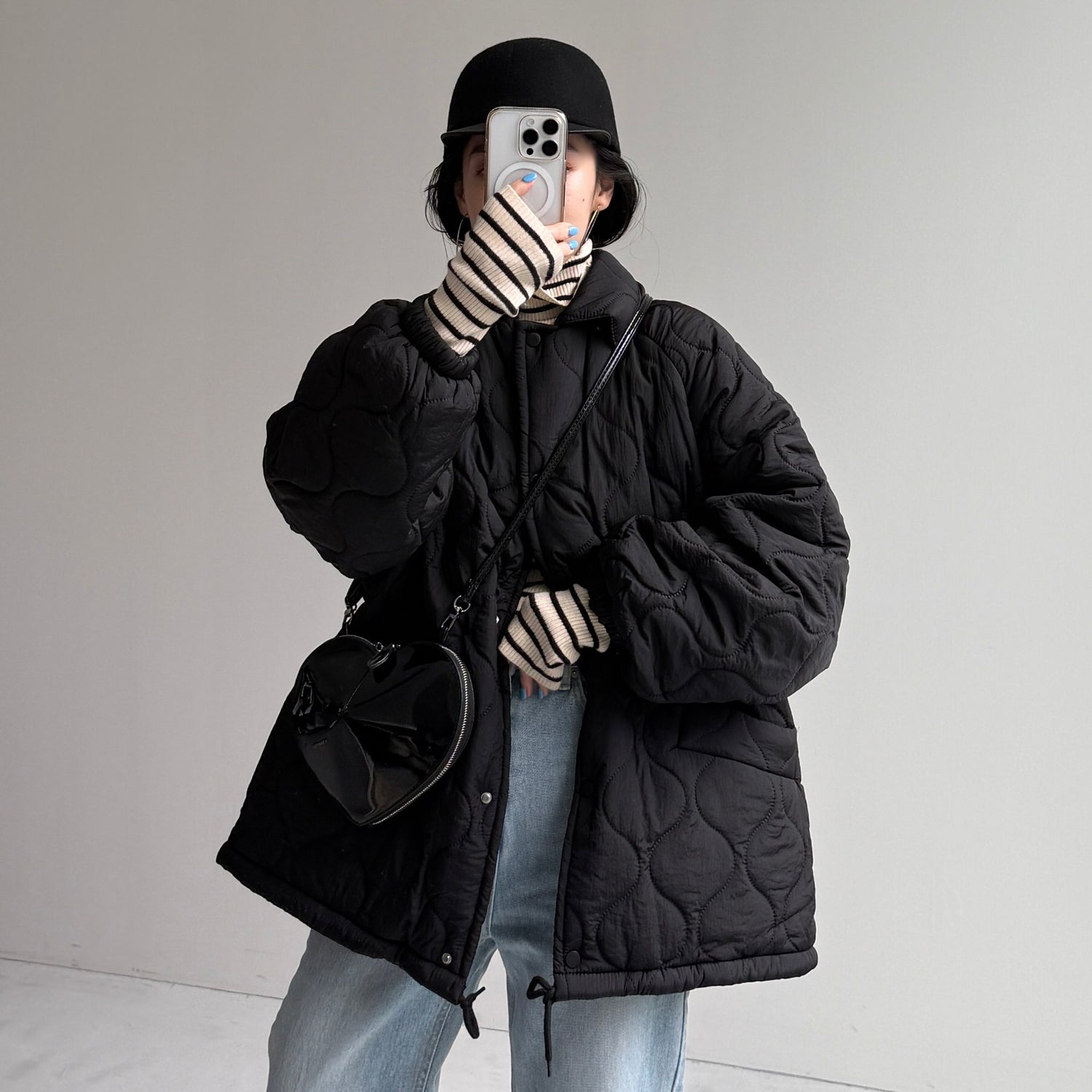 WATA AME quilting jacket / black