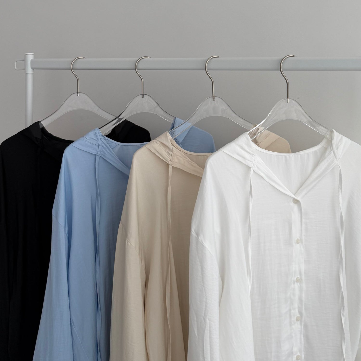 rayon hooded shirt / beige