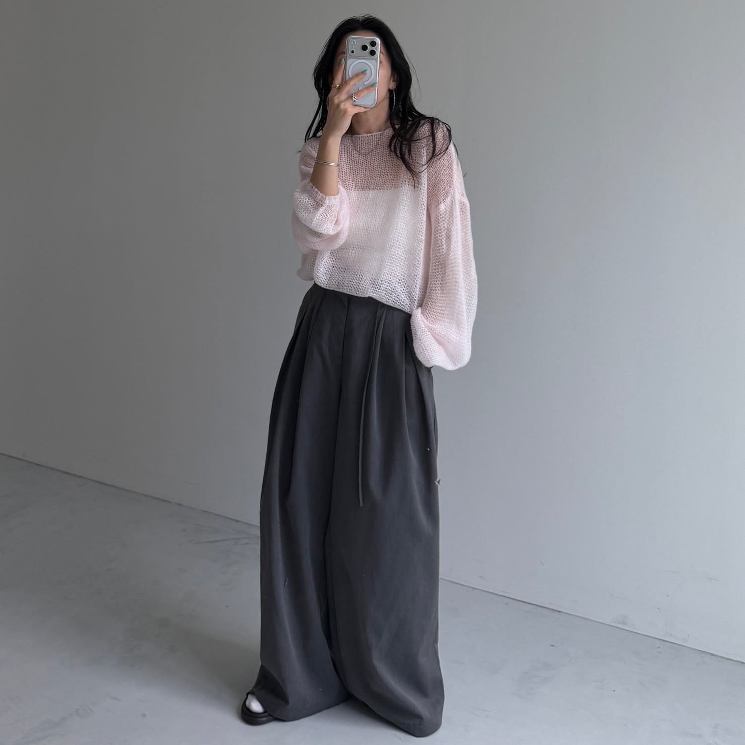 cinnamon mesh knit / baby pink