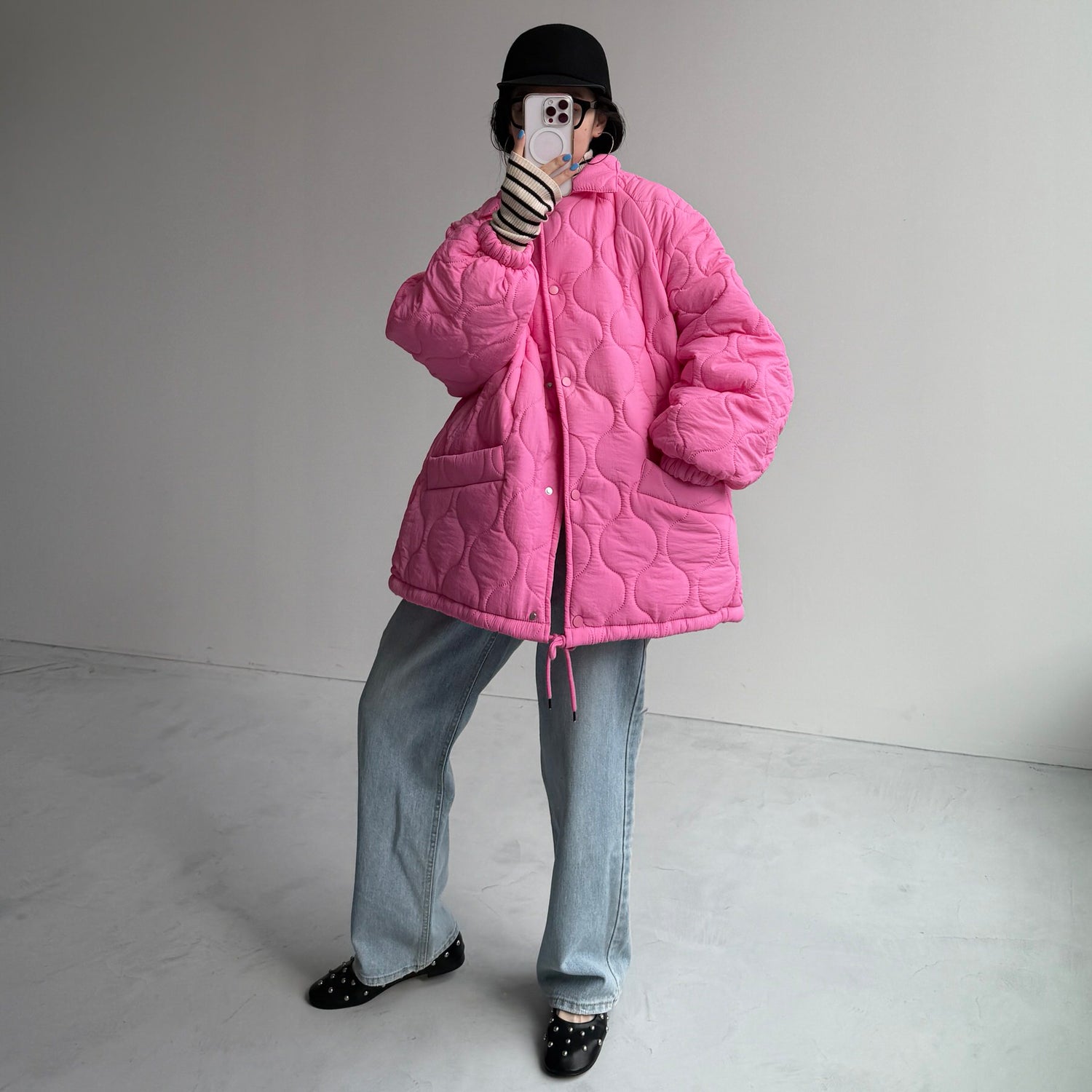 WATA AME quilting jacket / pink