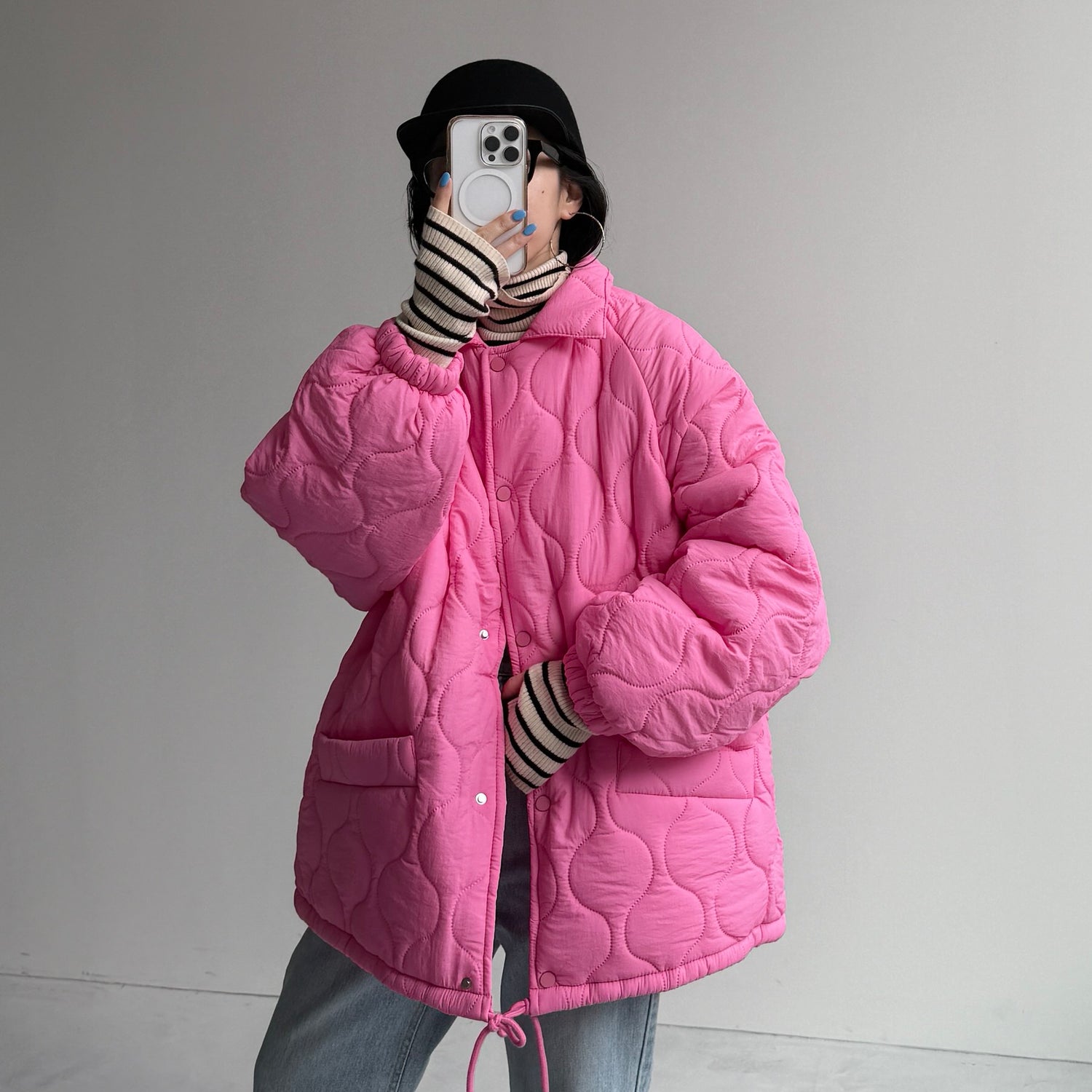 WATA AME quilting jacket / pink