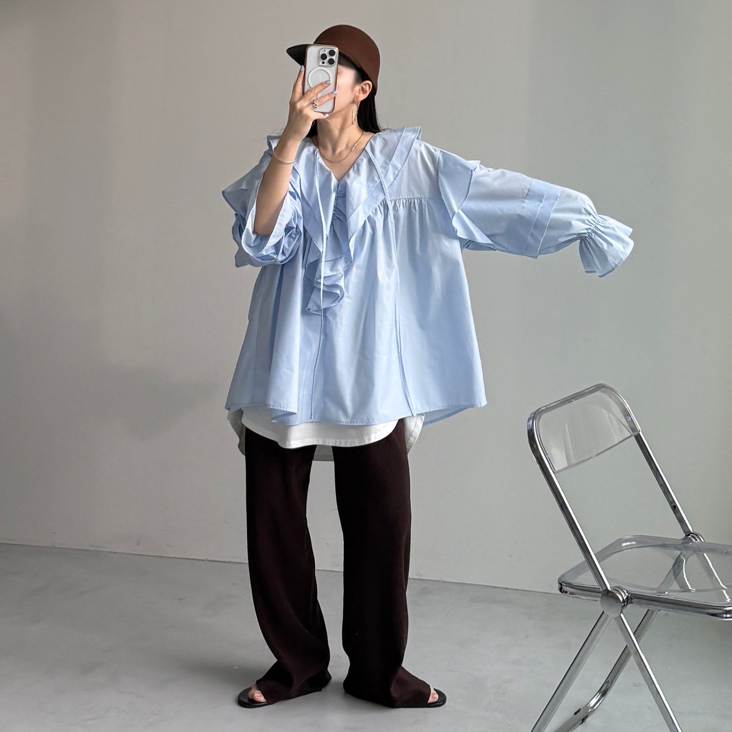 【公式サイト限定カラー】daily daily super stretch pleats wide pants / brown