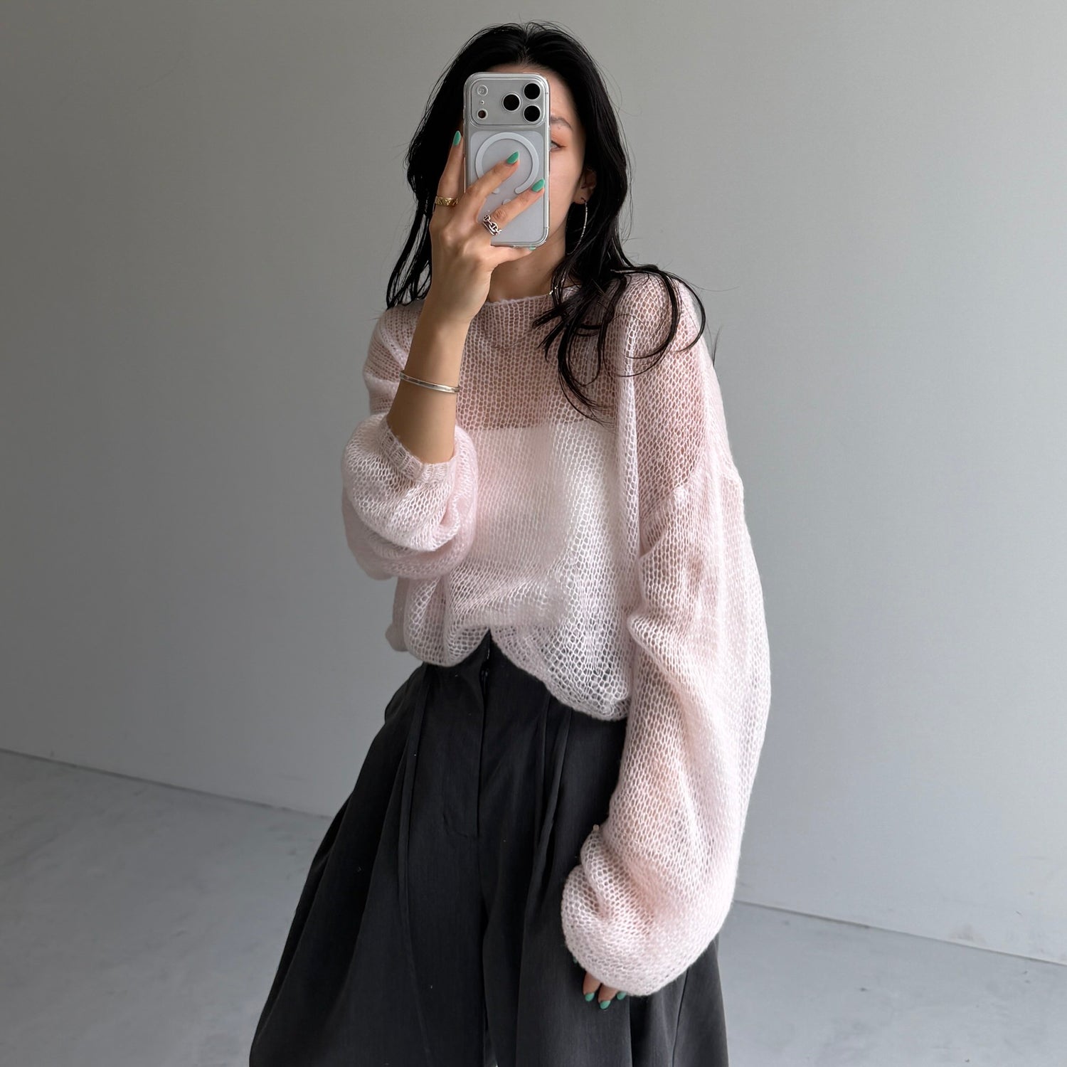 cinnamon mesh knit / baby pink