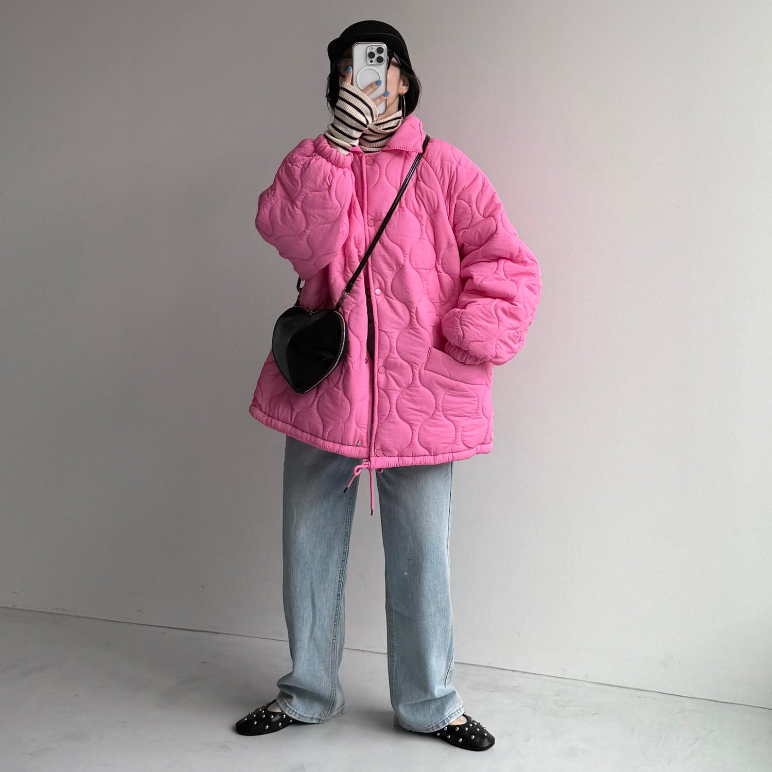 WATA AME quilting jacket / pink