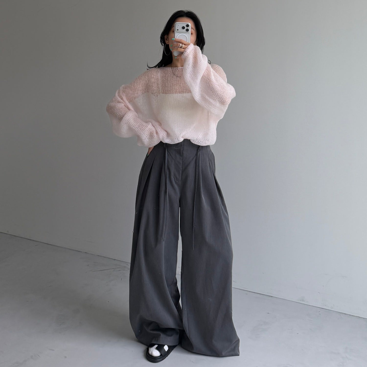 cinnamon mesh knit / baby pink