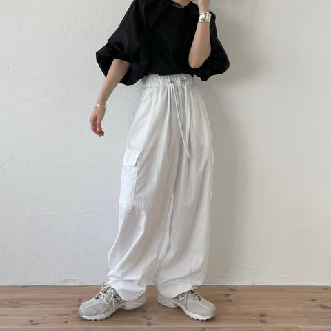 【SAMPLE】nylon cargo shaka pants / ivory