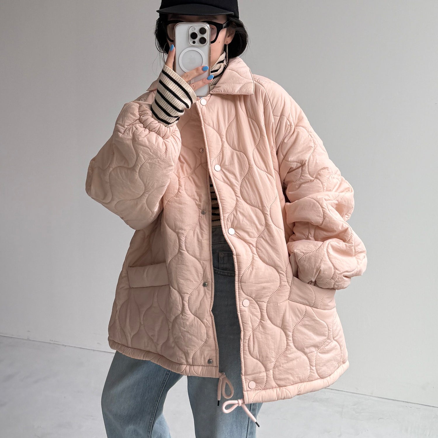 WATA AME quilting jacket / baby pink