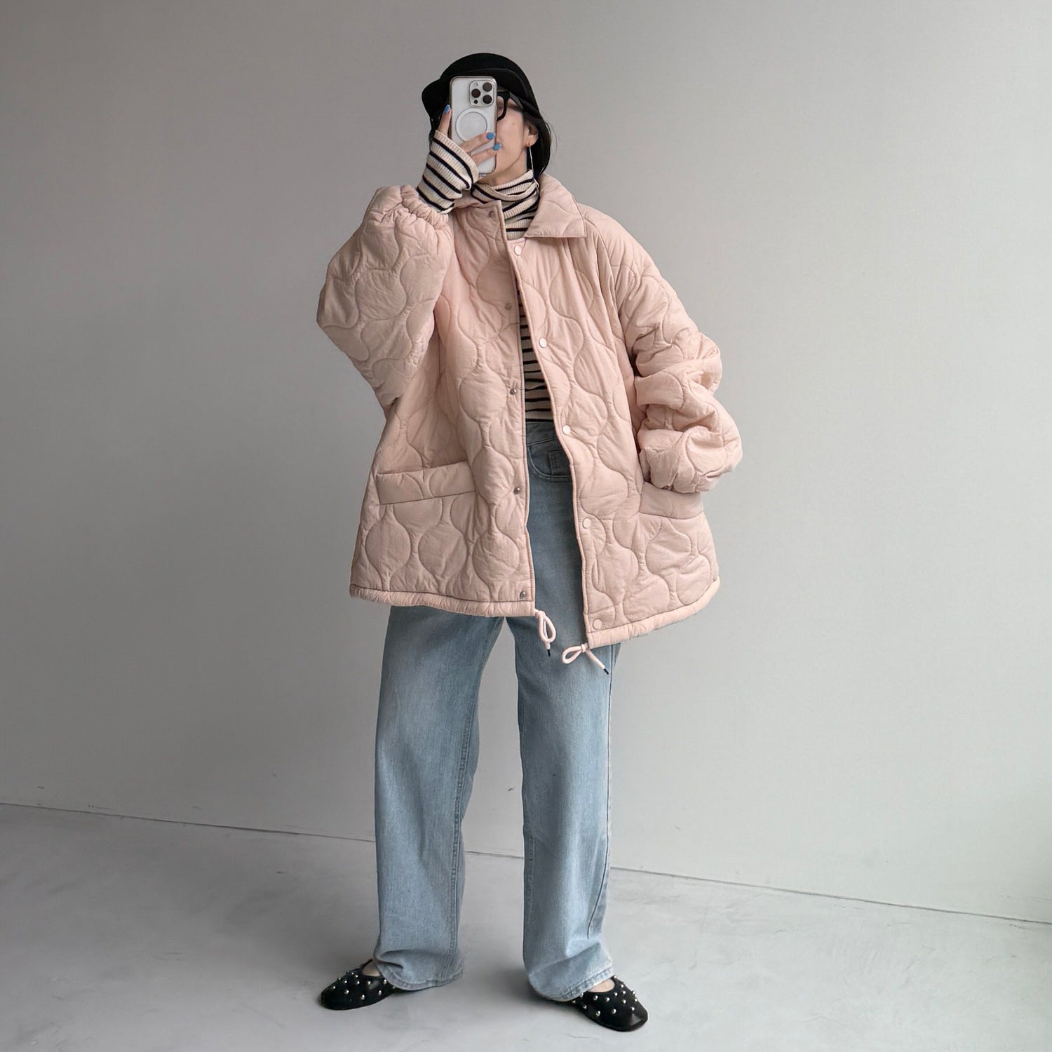 WATA AME quilting jacket / baby pink