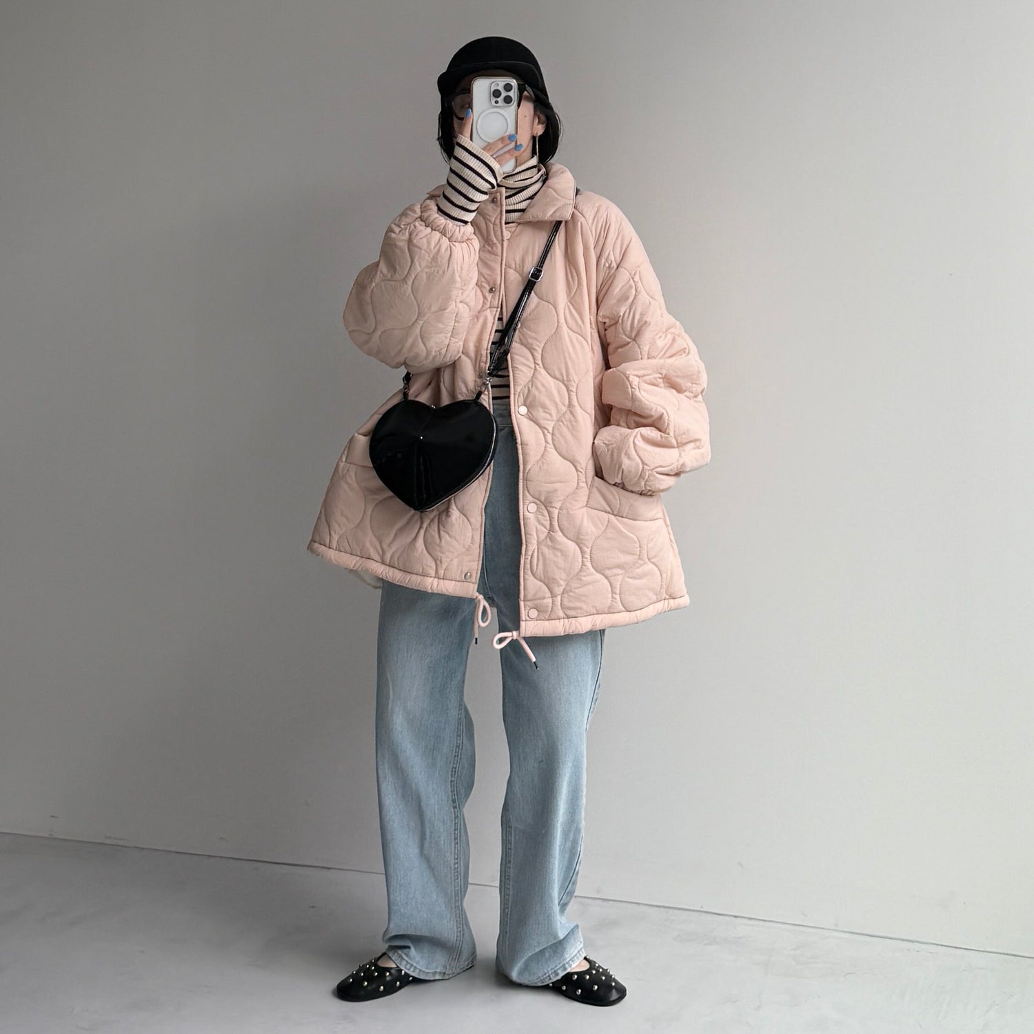 WATA AME quilting jacket / baby pink