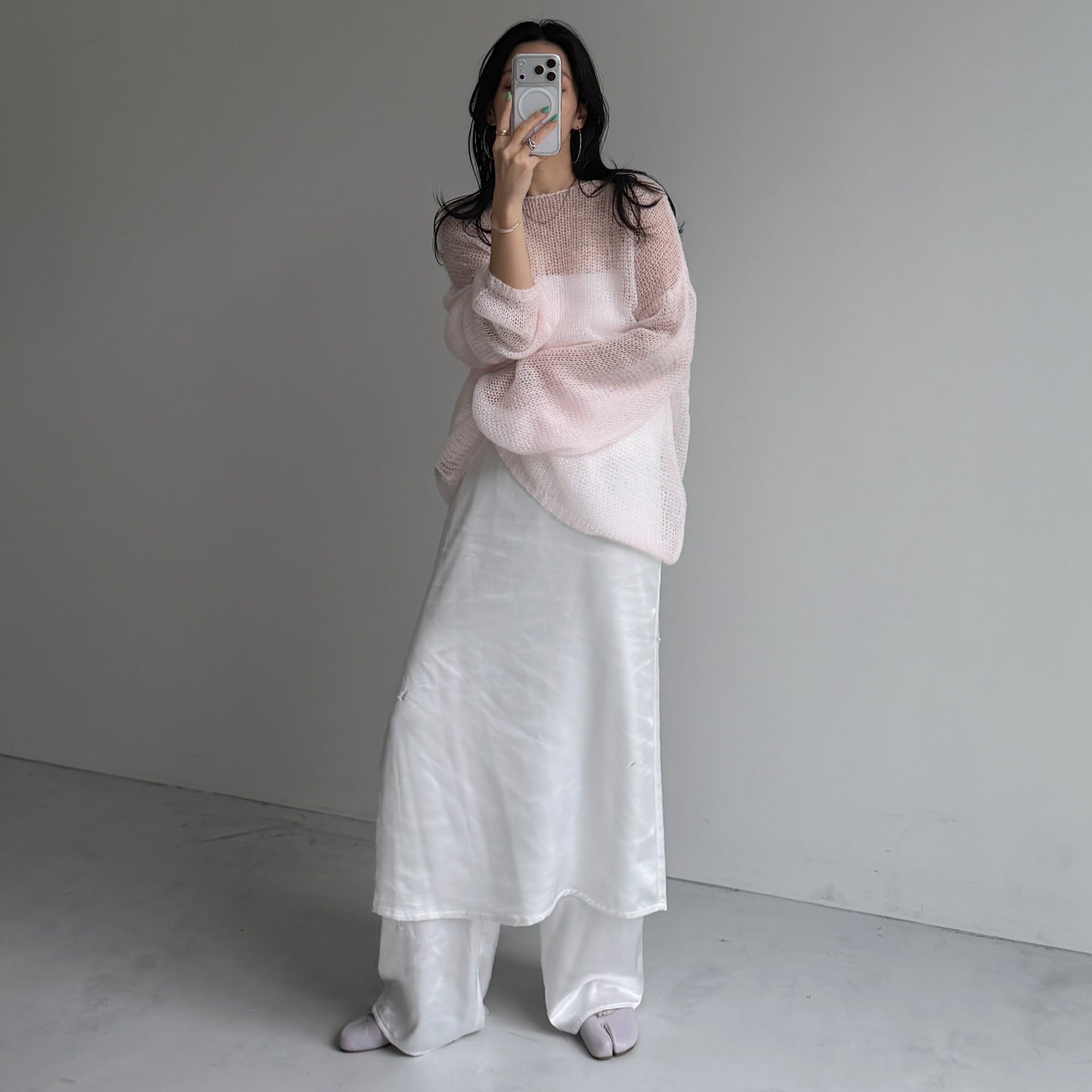 cinnamon mesh knit / baby pink