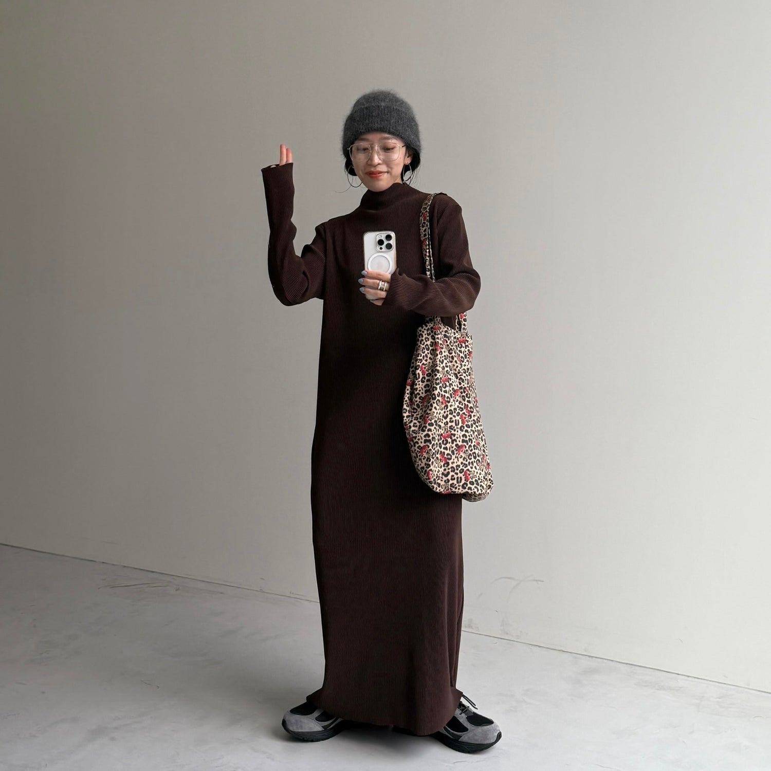 daily daily super stretch pleats one piece / brown [FREE or LONG]