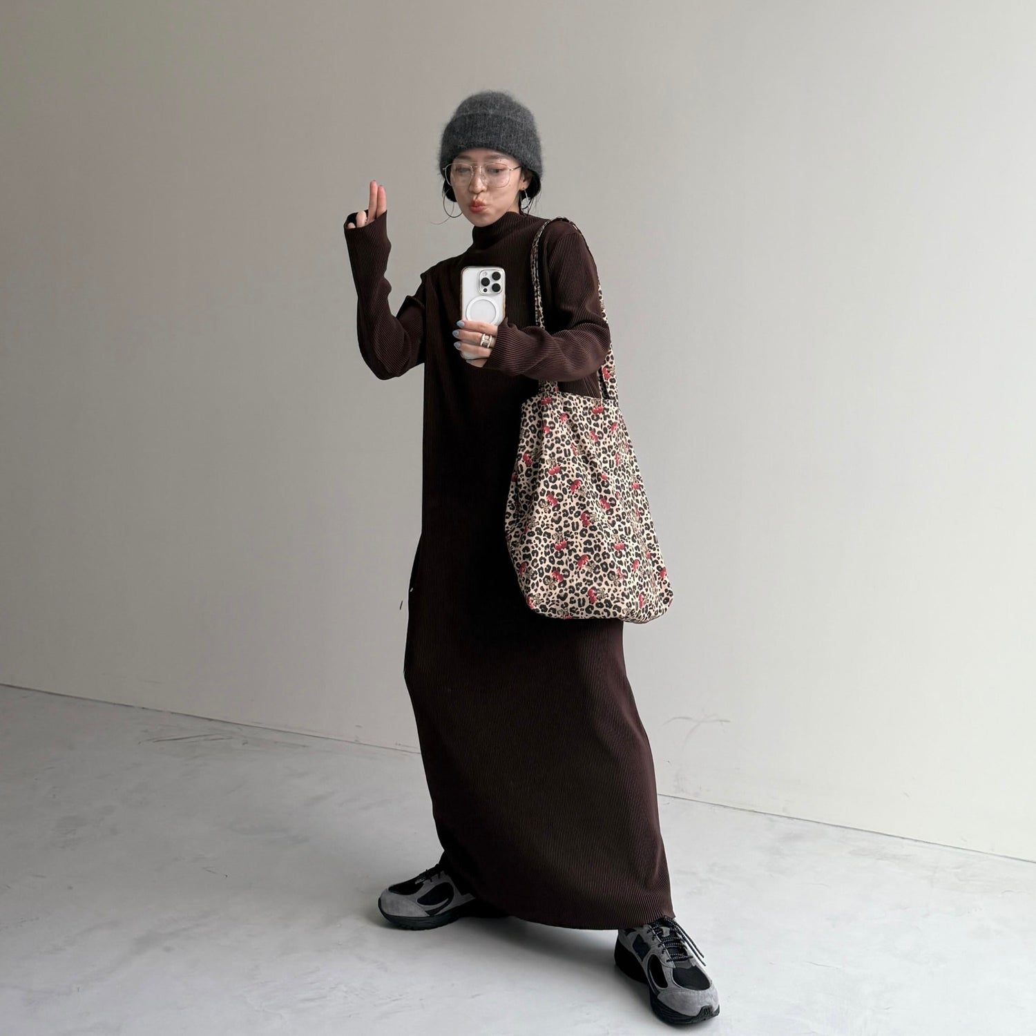 daily daily super stretch pleats one piece / brown [FREE or LONG]