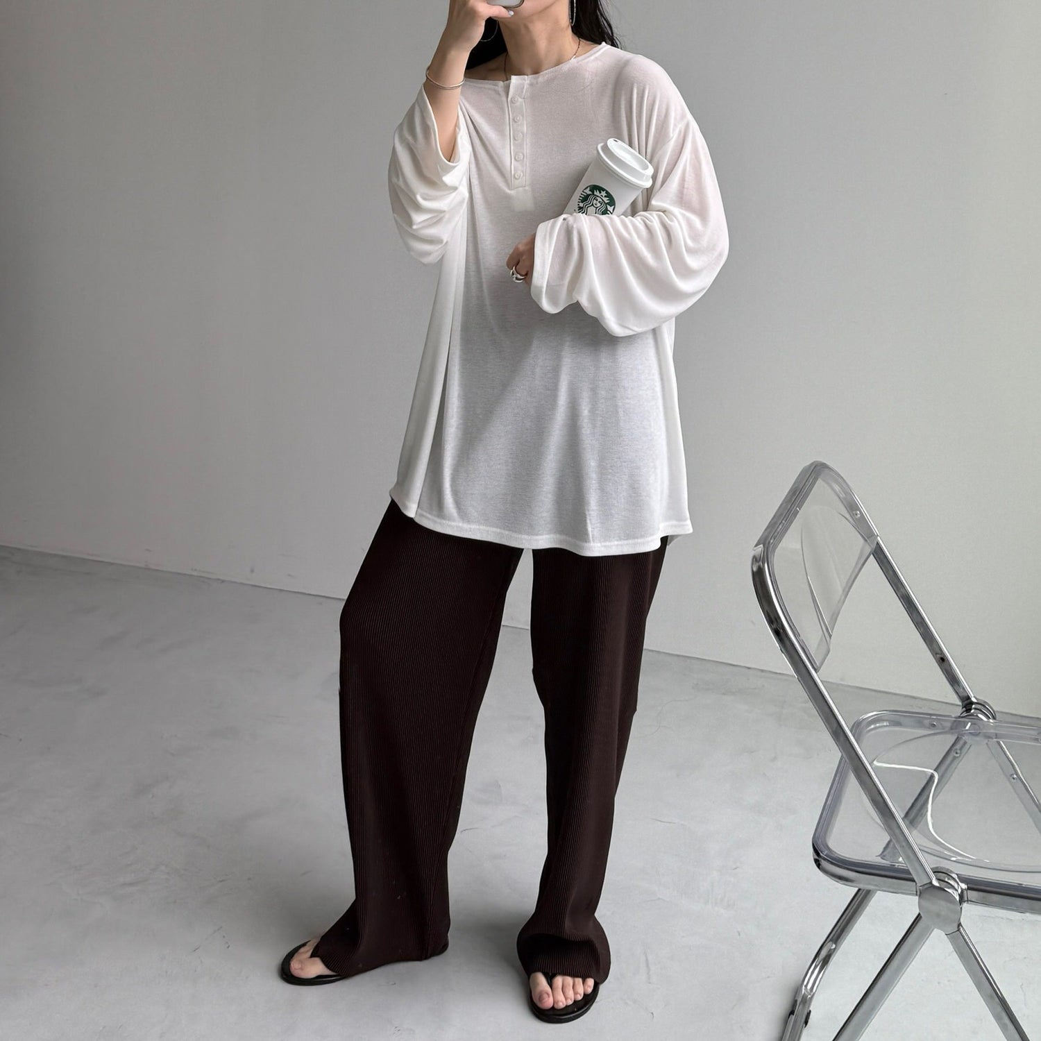 【公式サイト限定カラー】daily daily super stretch pleats wide pants / brown