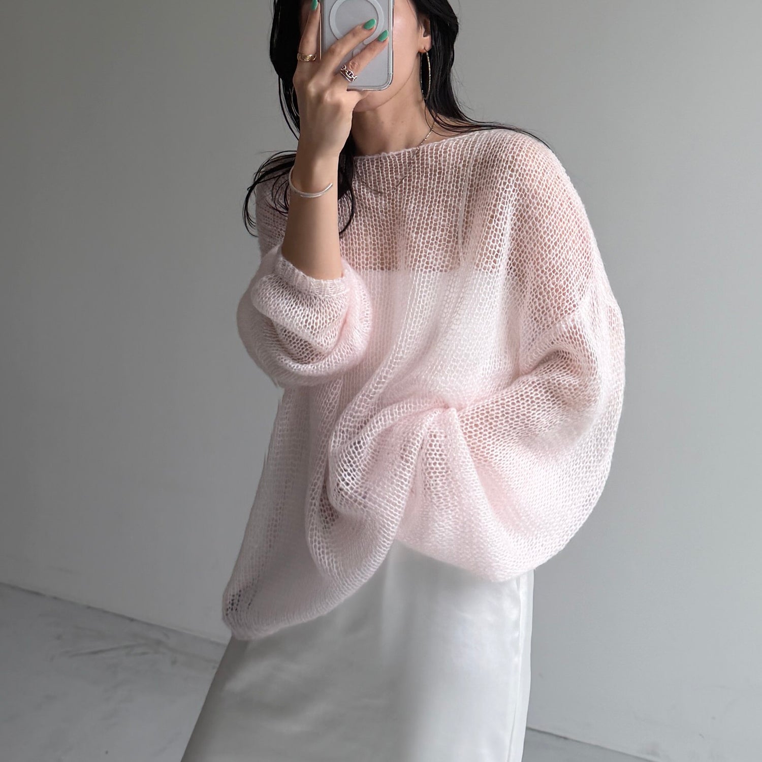 cinnamon mesh knit / baby pink