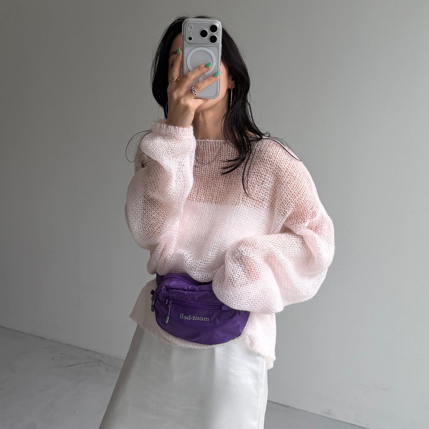 cinnamon mesh knit / baby pink