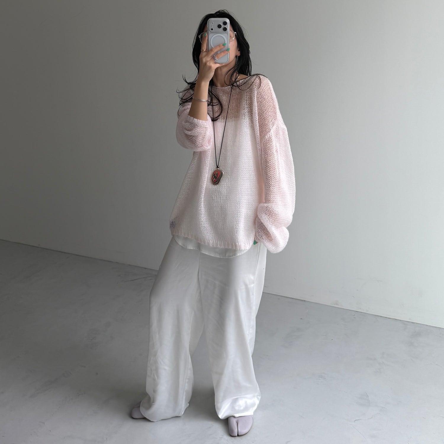 cinnamon mesh knit / baby pink