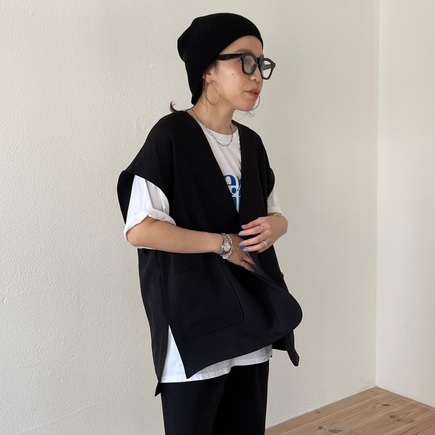 【SAMPLE】(2点SET) mannish vest set up / black - FREEサイズ