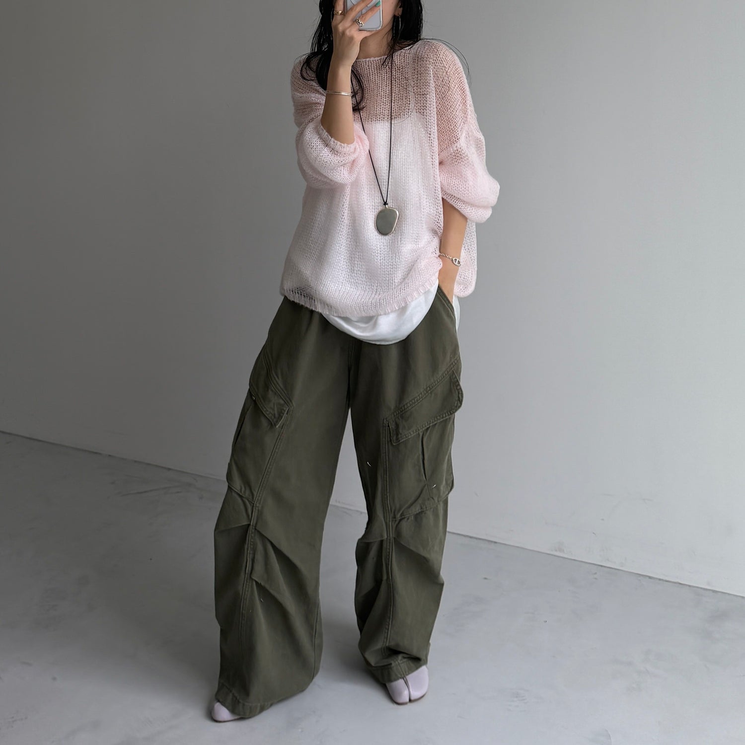 cinnamon mesh knit / baby pink