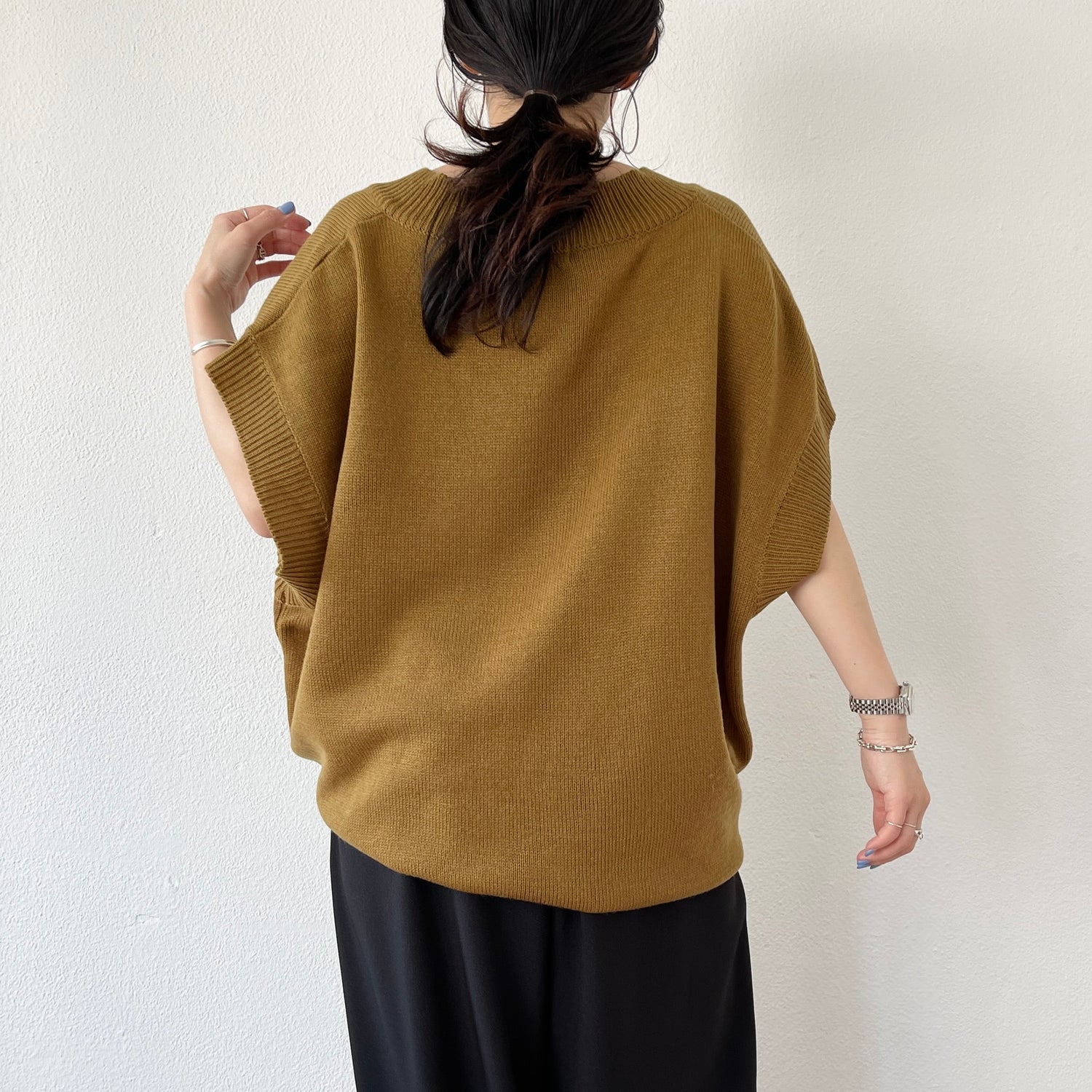 over size HOSOMIE vest / mustard