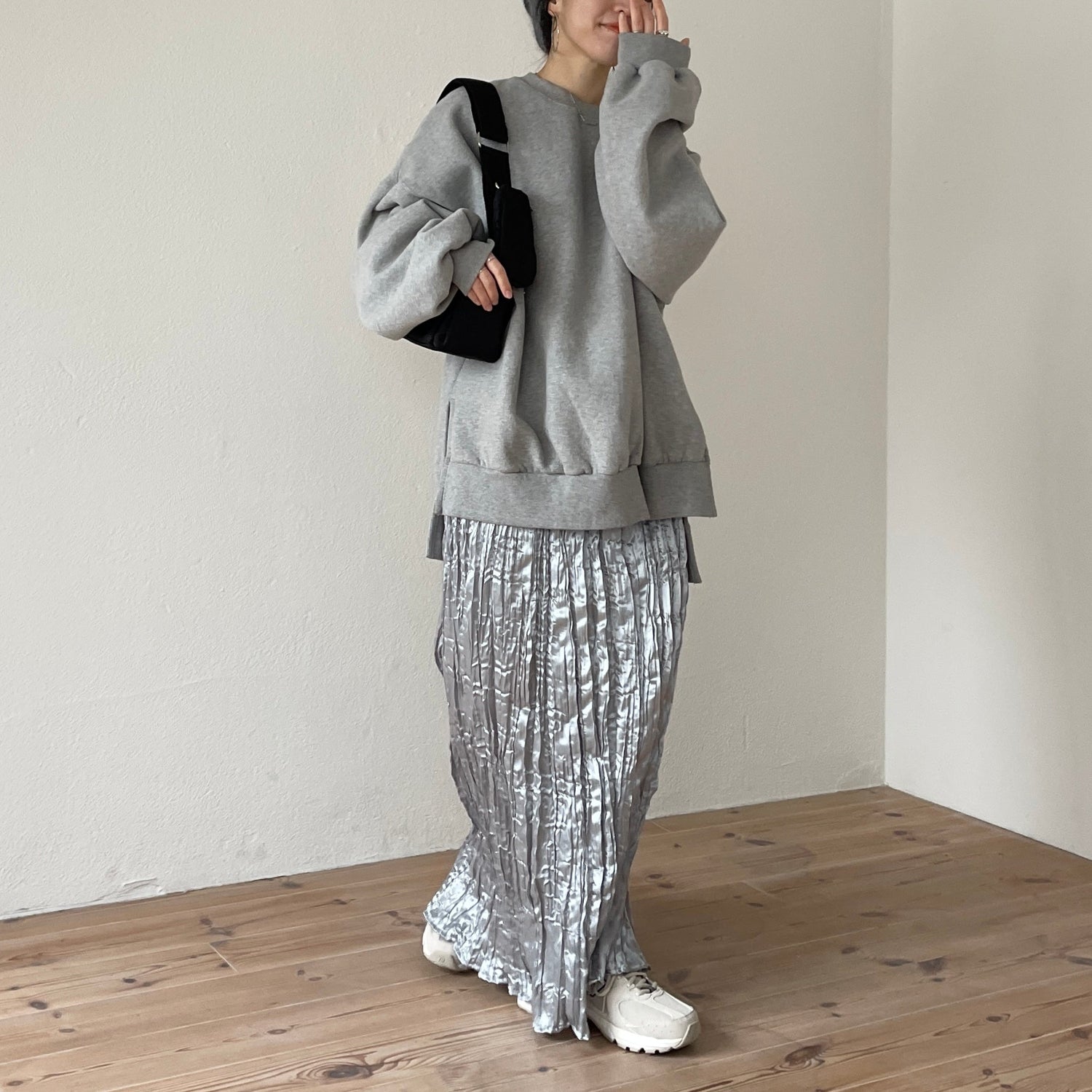 【SAMPLE】daily daily metallic washer skirt / silver
