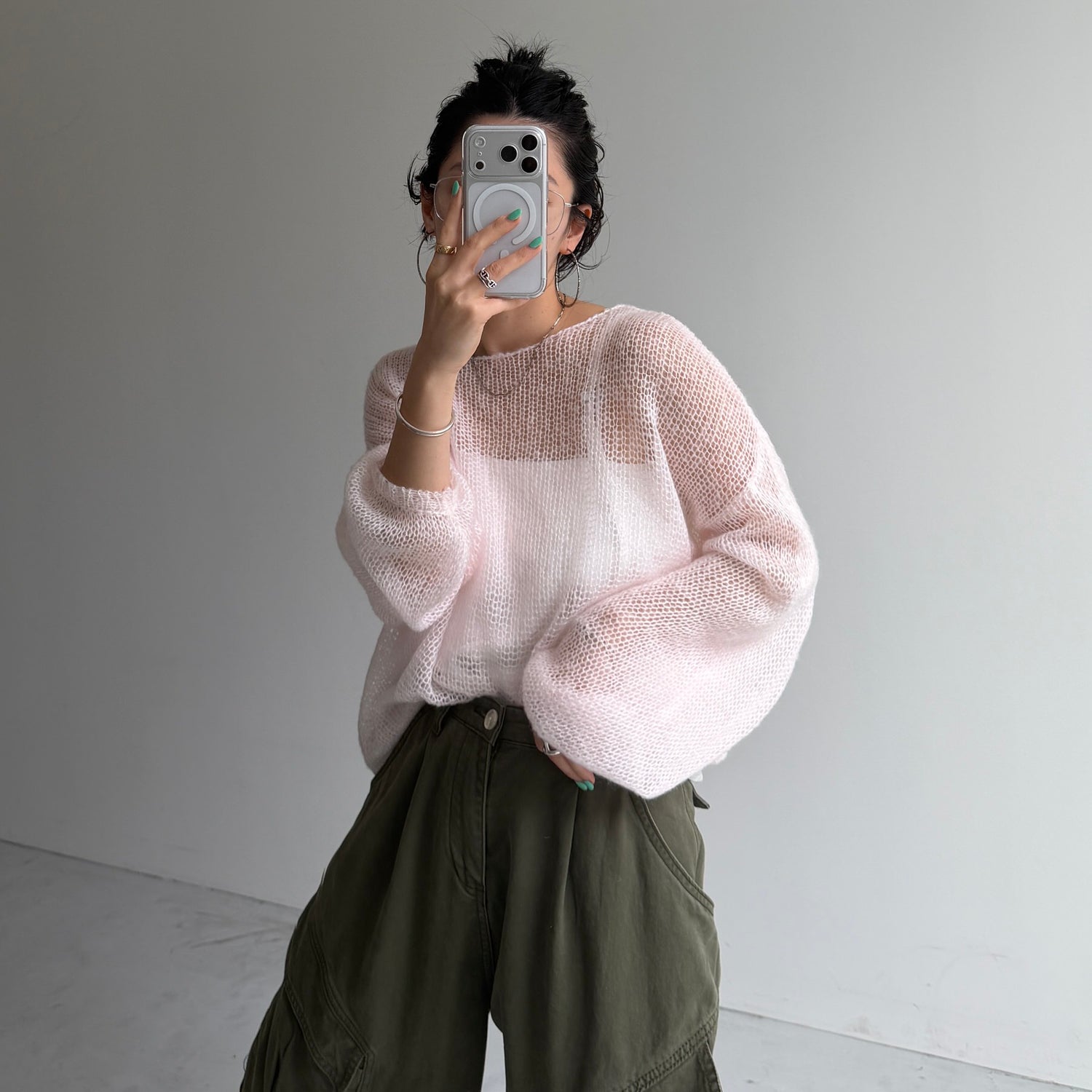 cinnamon mesh knit / baby pink