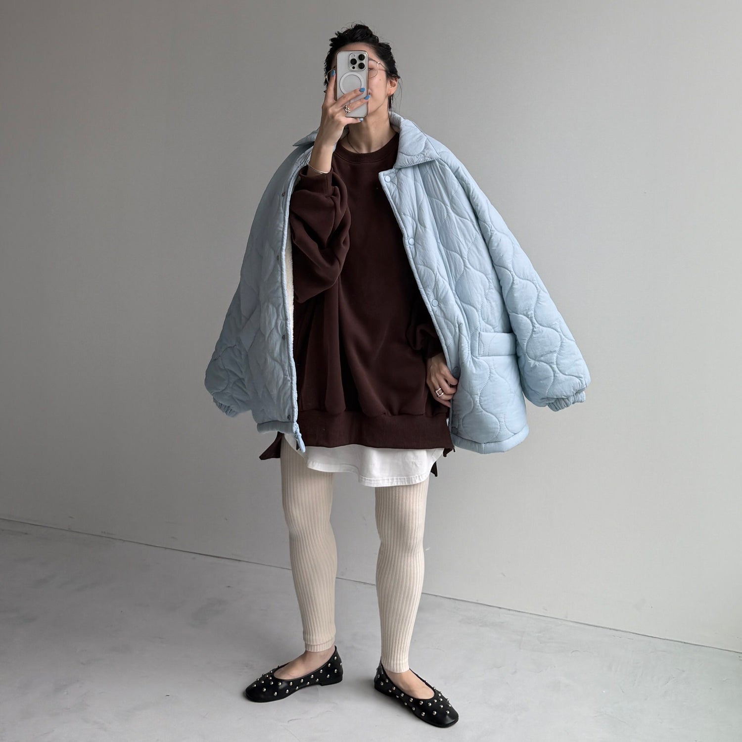 WATA AME quilting jacket / sky blue