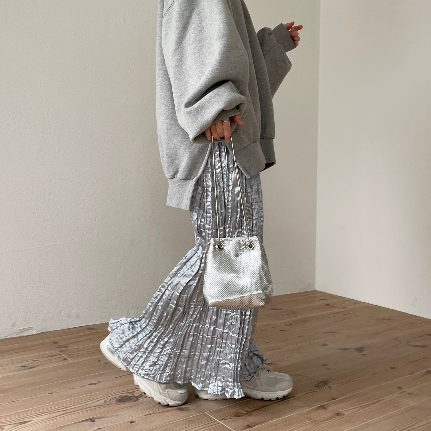 daily daily metallic washer skirt / silver