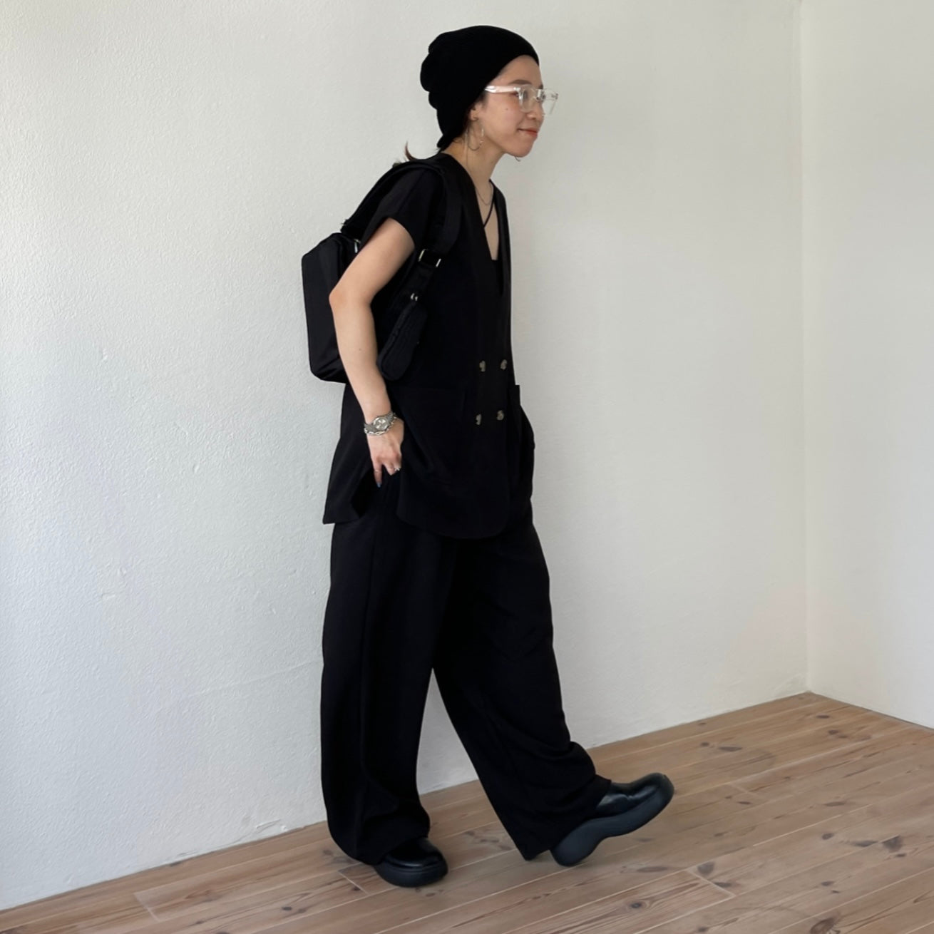 【SAMPLE】(2点SET) mannish vest set up / black - FREEサイズ