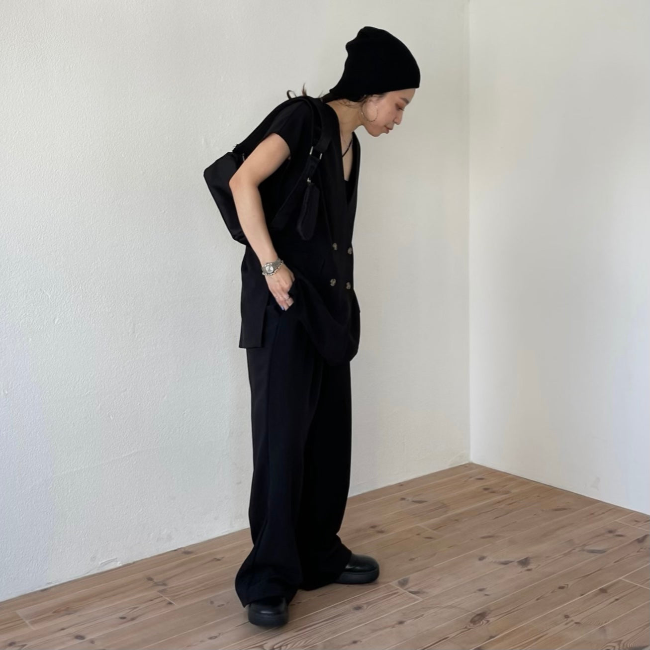 【SAMPLE】(2点SET) mannish vest set up / black - FREEサイズ