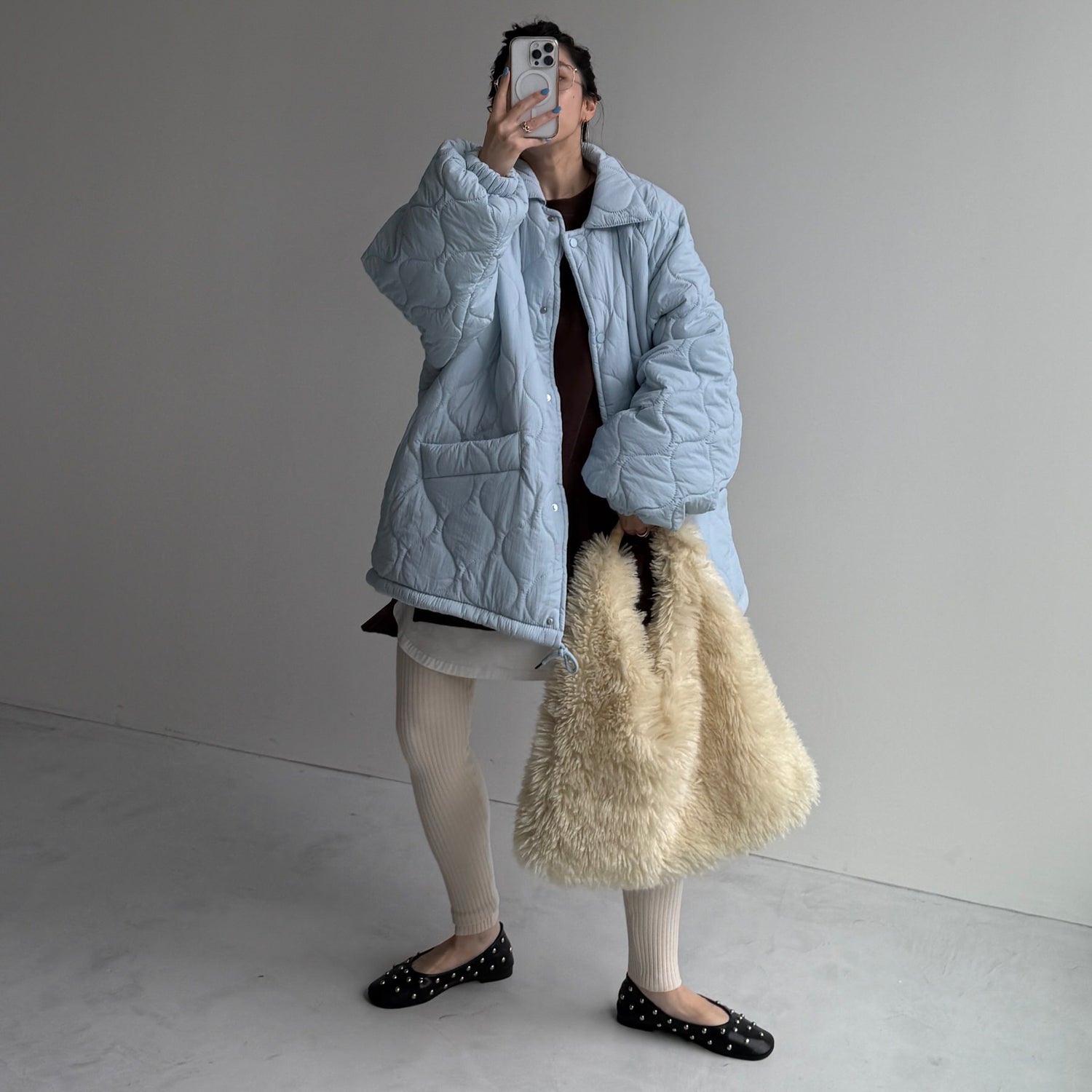 WATA AME quilting jacket / sky blue