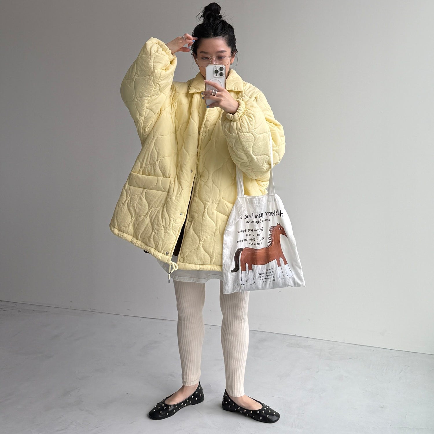WATA AME quilting jacket / light yellow
