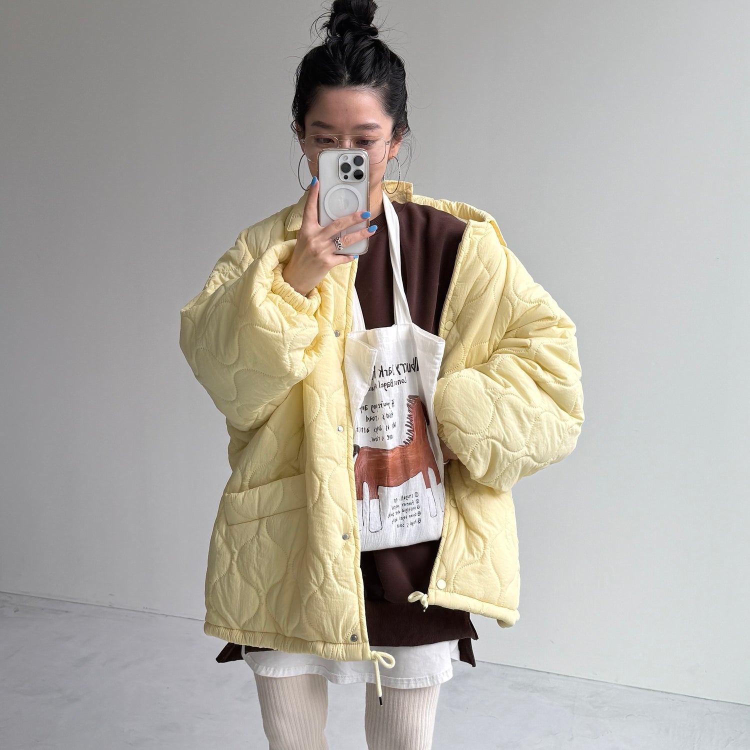 WATA AME quilting jacket / light yellow