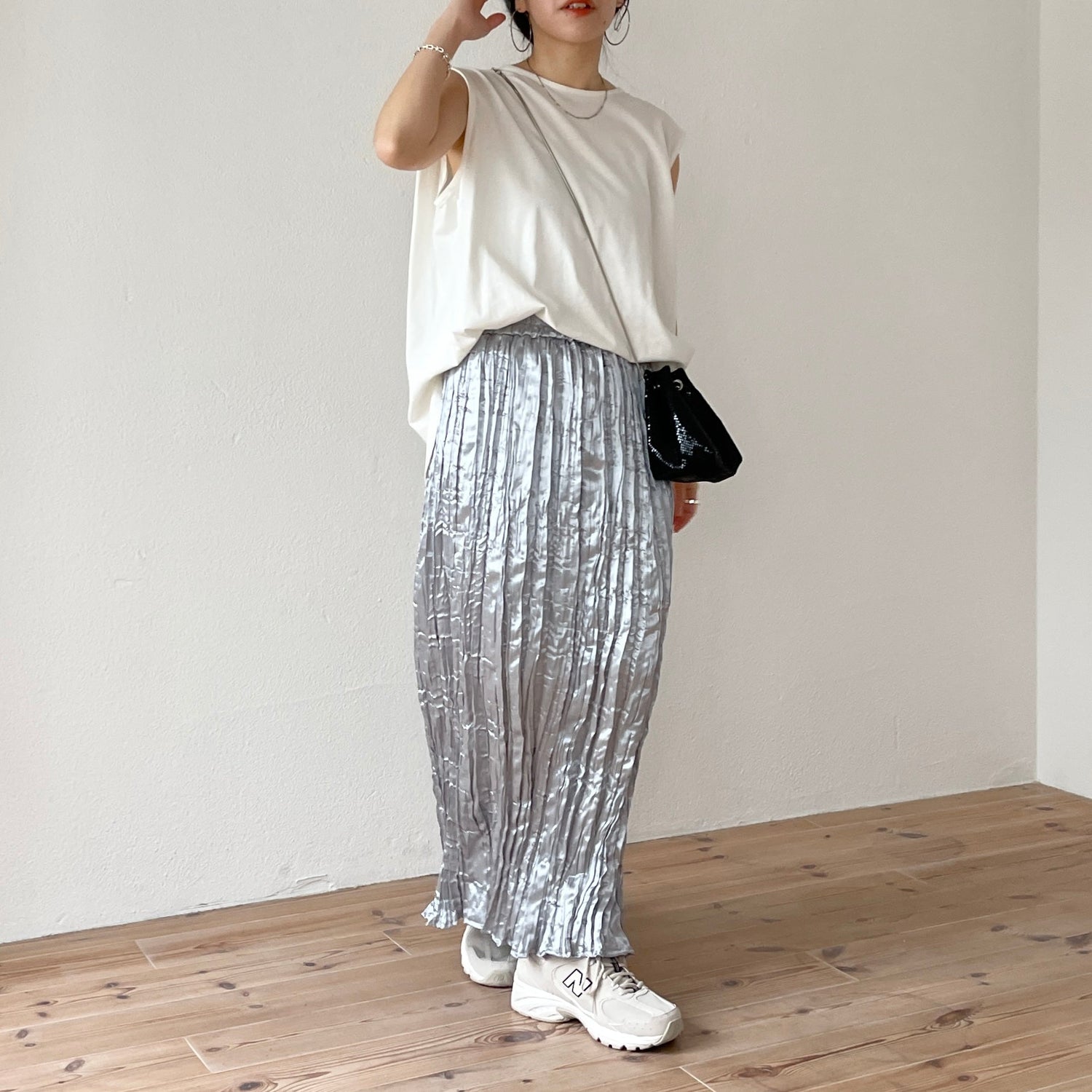 【SAMPLE】daily daily metallic washer skirt / silver