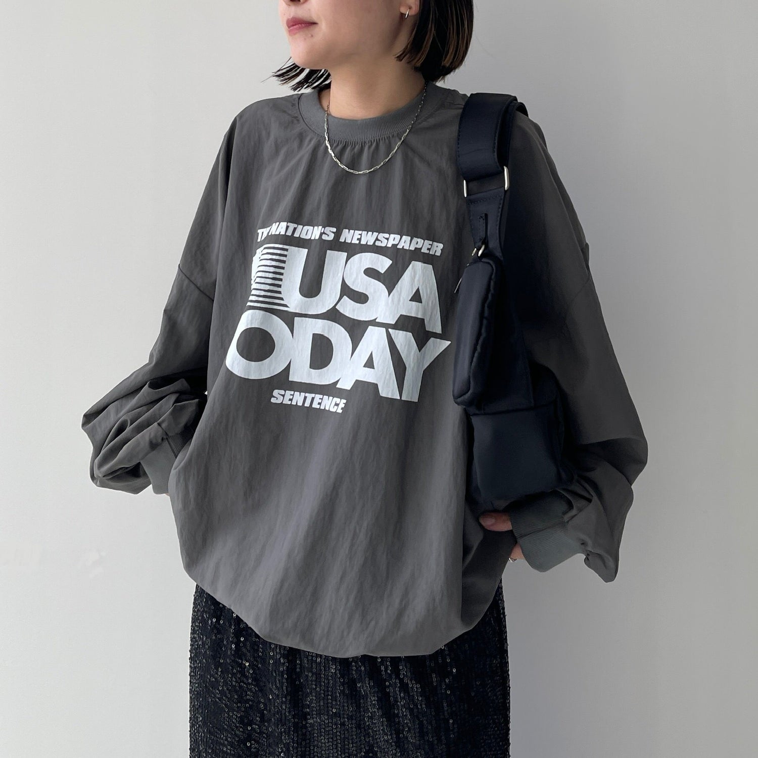 USA TODAY nylon tee / chacoal
