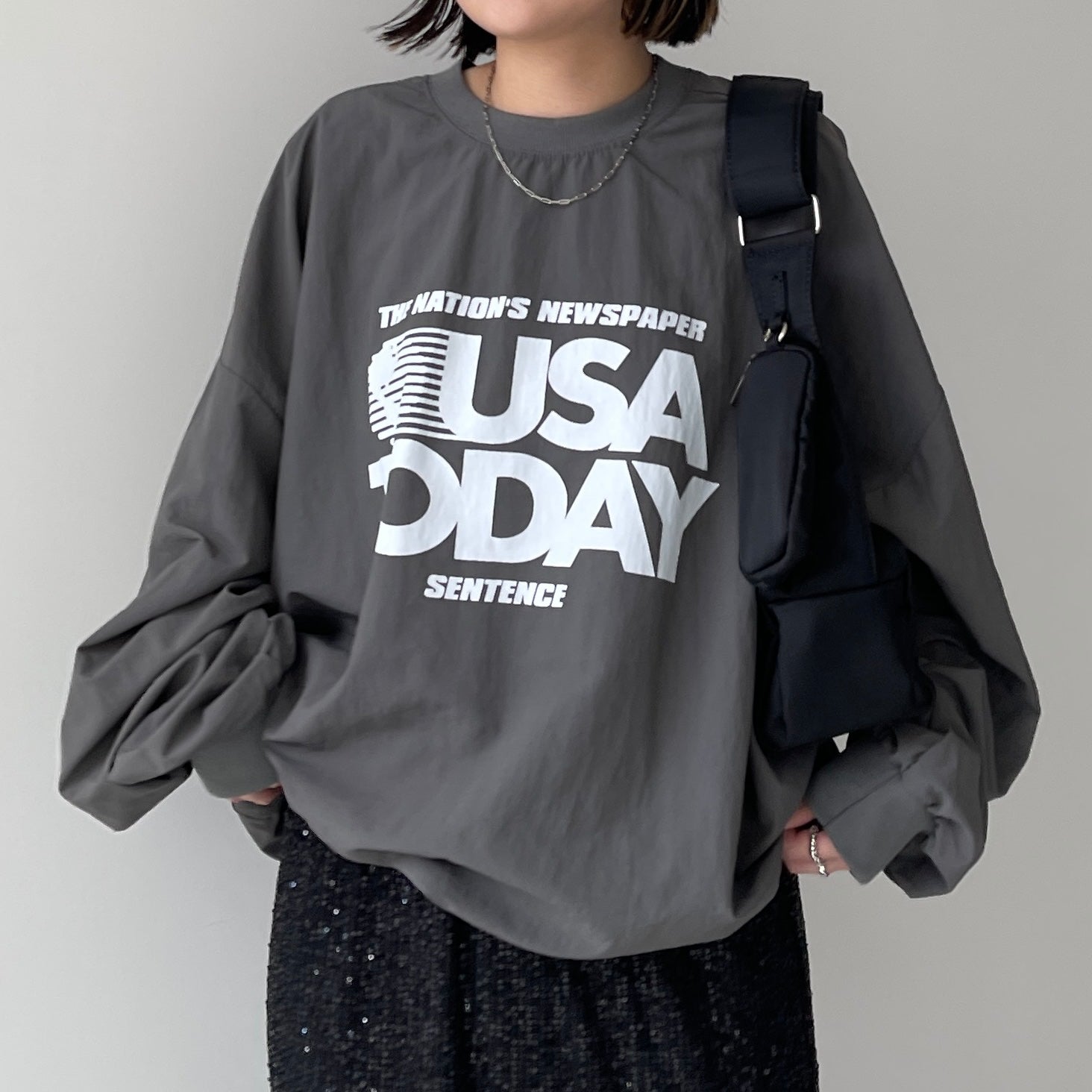 USA TODAY nylon tee / chacoal