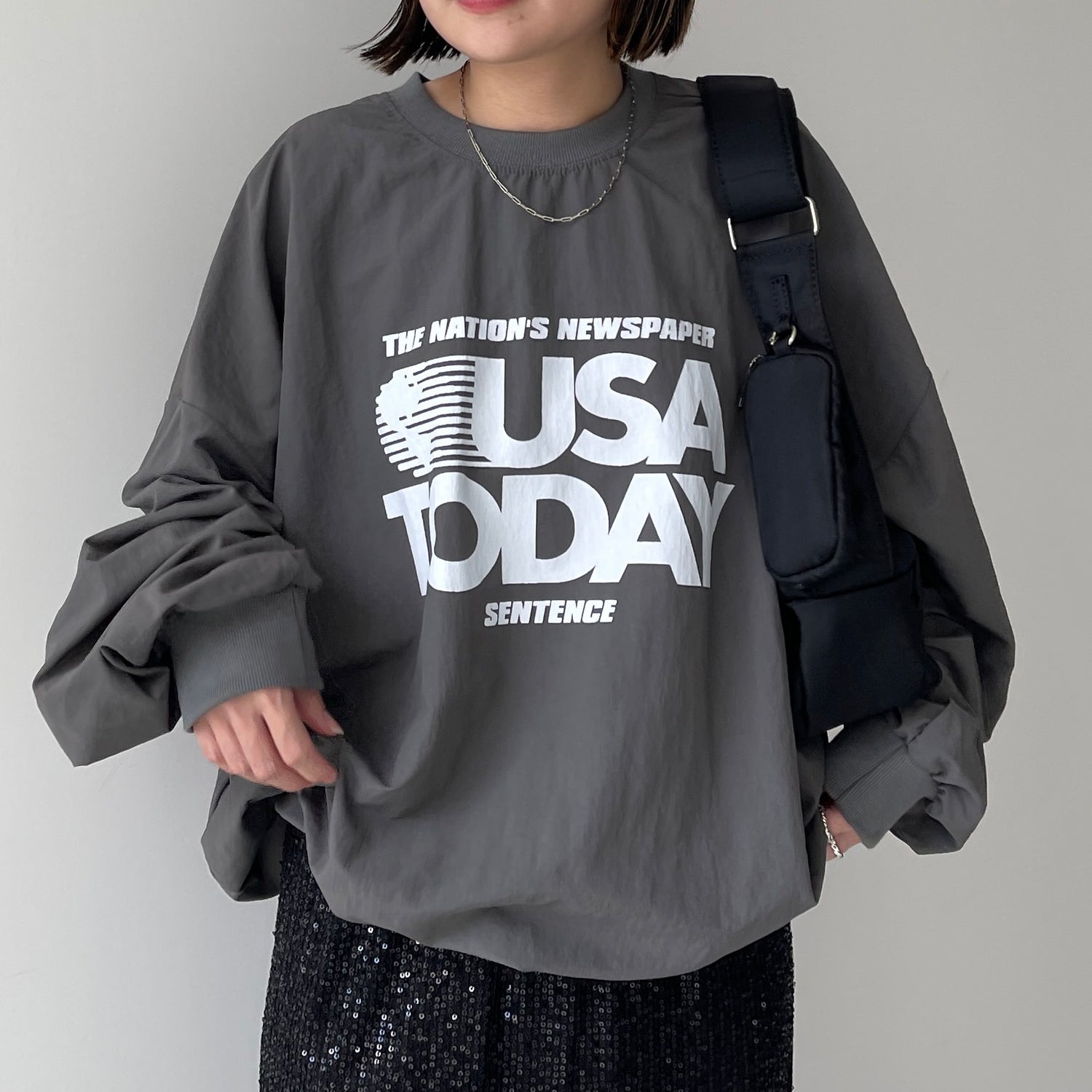 USA TODAY nylon tee / chacoal