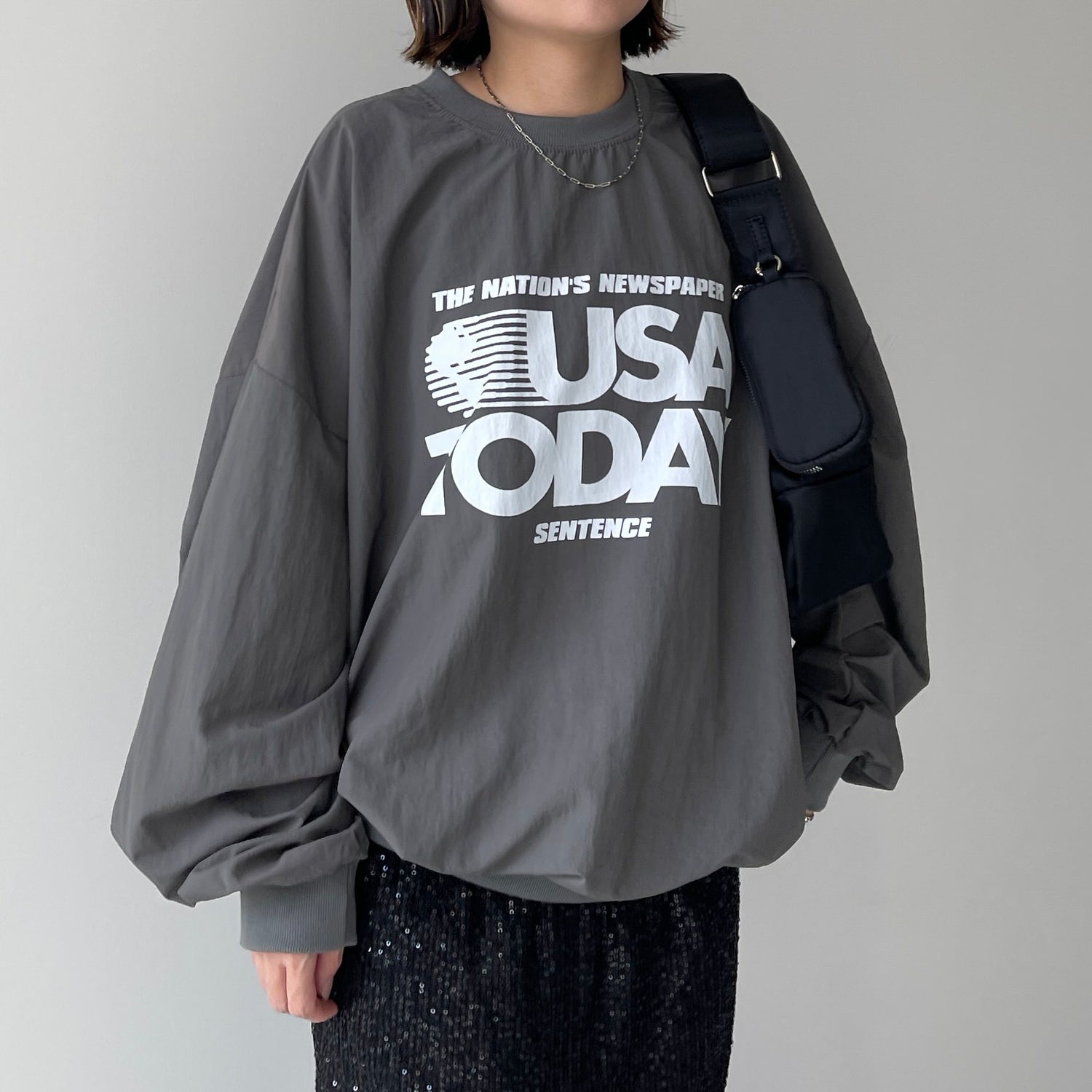 USA TODAY nylon tee / chacoal