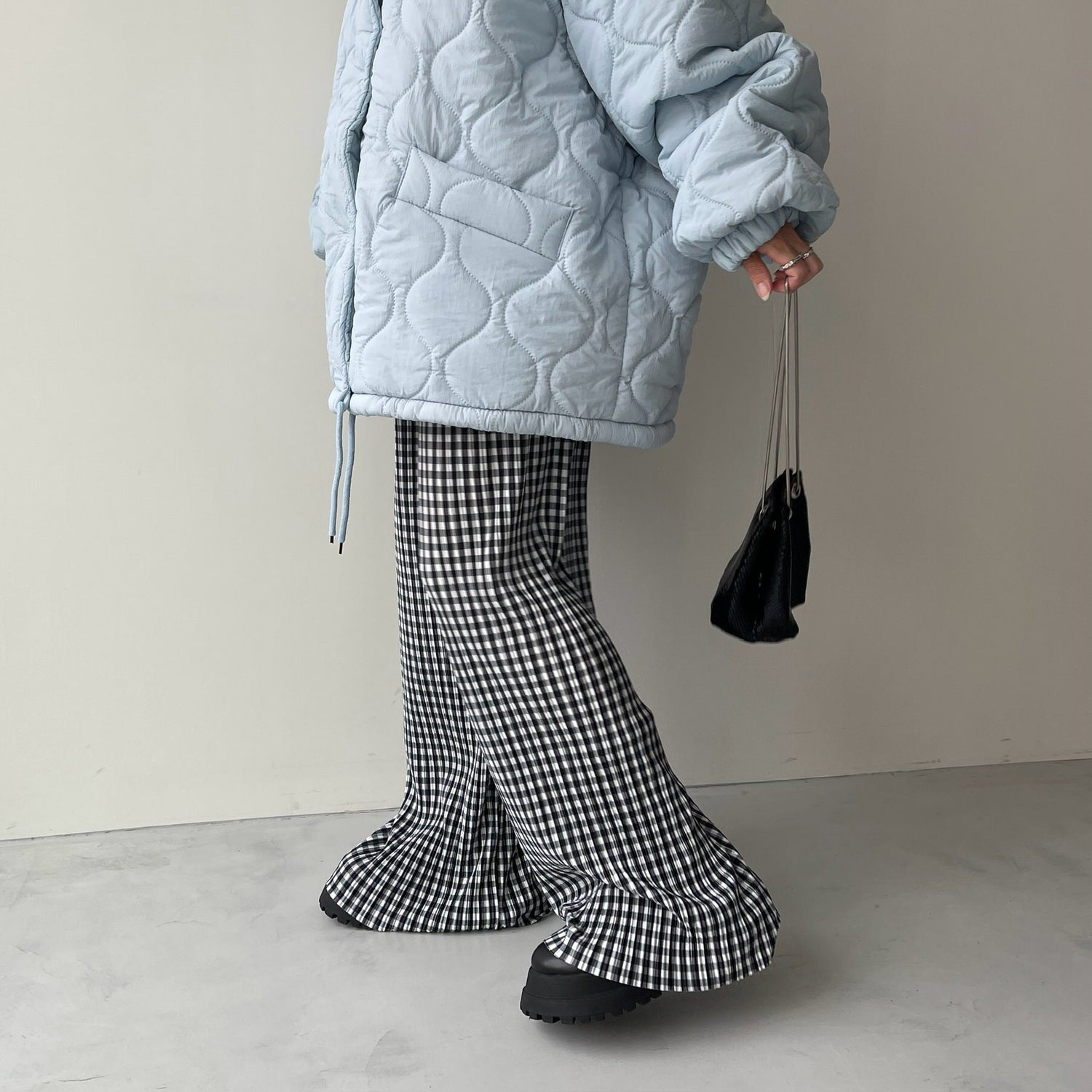24h CHECK PANTS / black