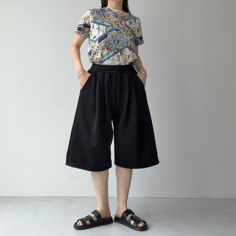 【選べるタイプ】super loose sweat half pants / black