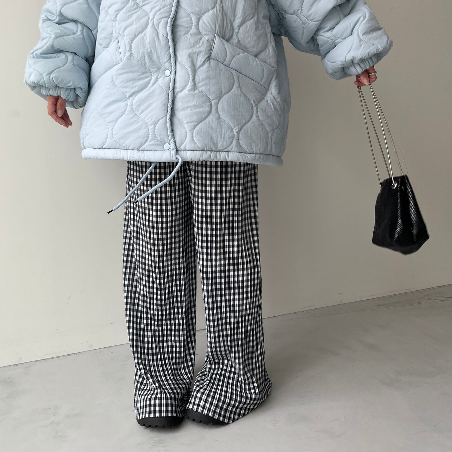 24h CHECK PANTS / black