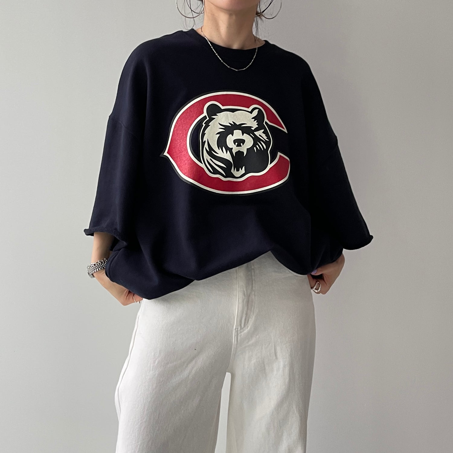 "KUMA" half sleeve sweat / navy