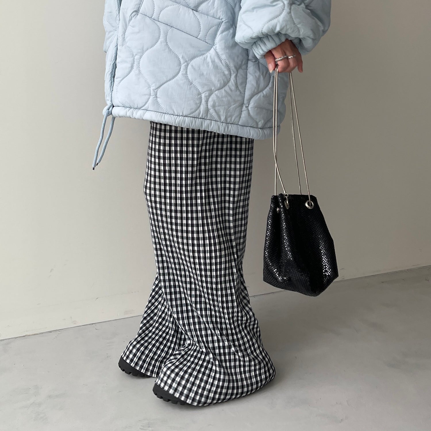 24h CHECK PANTS / black