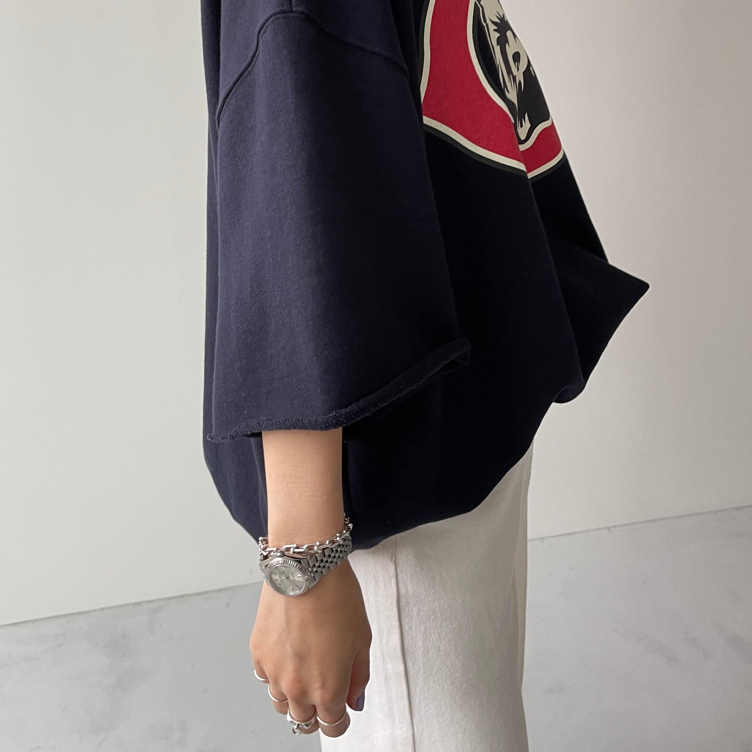 "KUMA" half sleeve sweat / navy