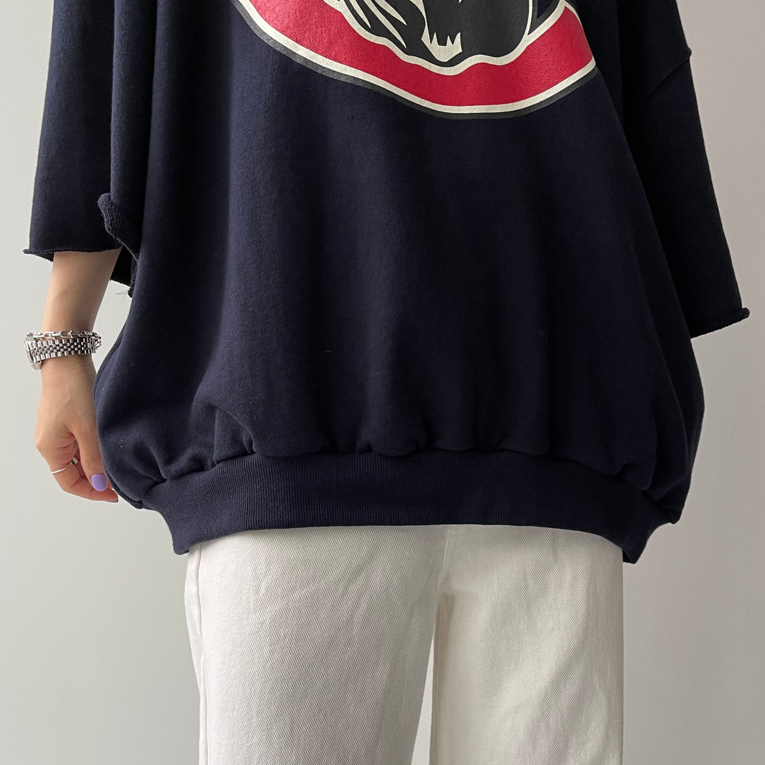 "KUMA" half sleeve sweat / navy