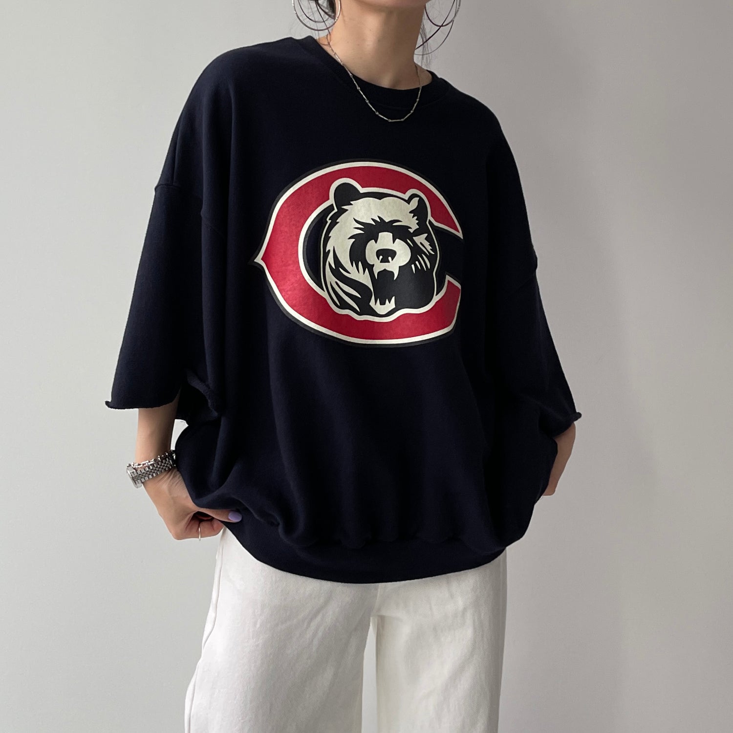 "KUMA" half sleeve sweat / navy