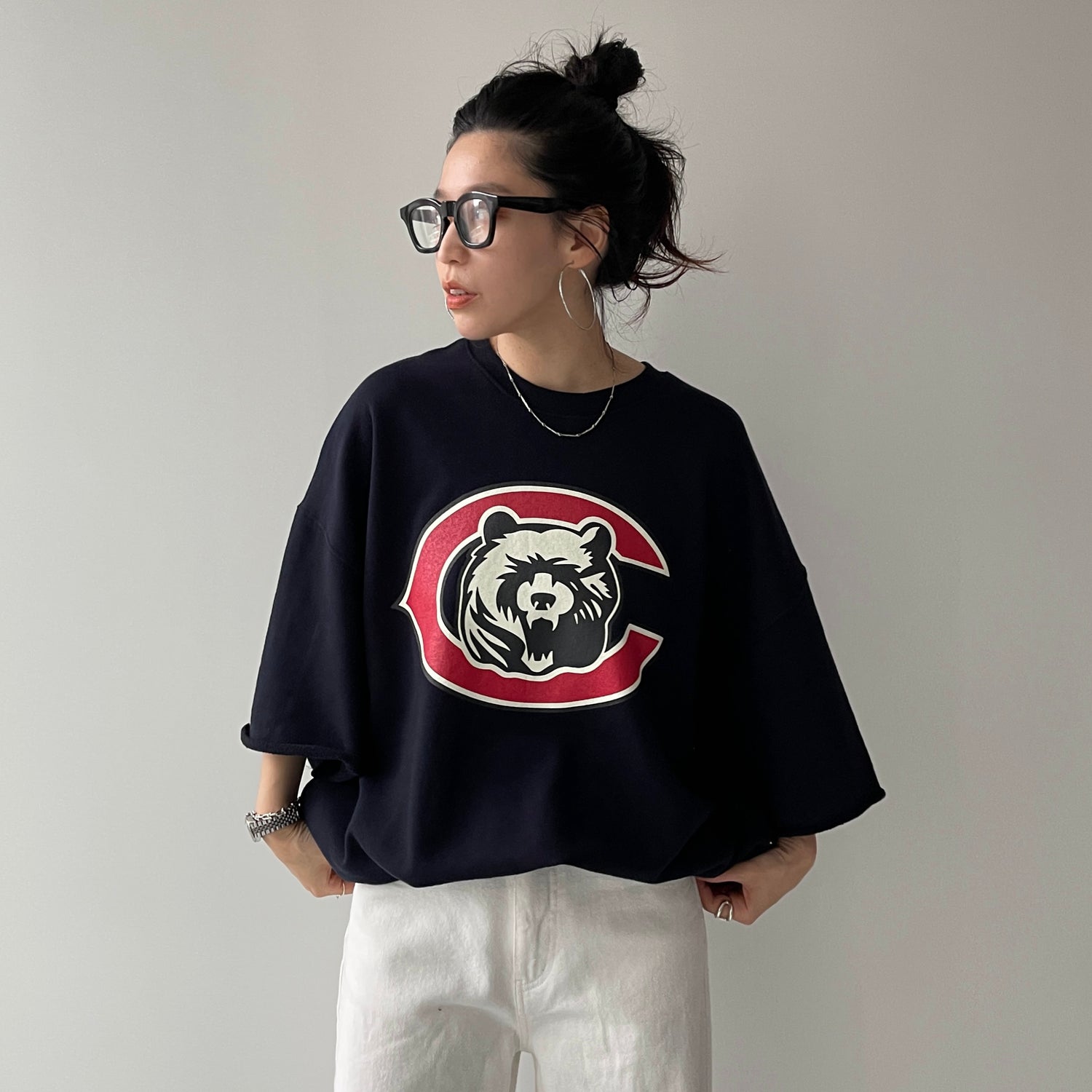 "KUMA" half sleeve sweat / navy