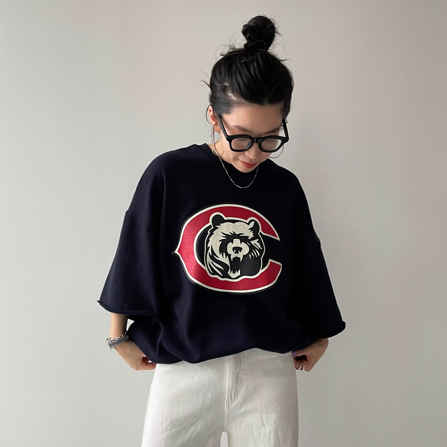 "KUMA" half sleeve sweat / navy